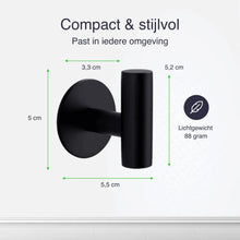 Afbeelding in Gallery-weergave laden, EAVY 2 stuks Zelfklevende Handdoekhaakjes - Handdoekhouders - Plakhaakjes - Zwart