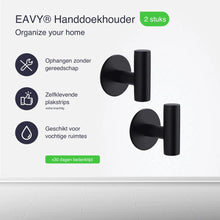 Afbeelding in Gallery-weergave laden, EAVY 2 stuks Zelfklevende Handdoekhaakjes - Handdoekhouders - Plakhaakjes - Zwart