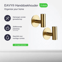 Afbeelding in Gallery-weergave laden, EAVY 2 stuks Zelfklevende Handdoekhaakjes - Handdoekhouders - Plakhaakjes - Goud