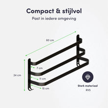 Afbeelding in Gallery-weergave laden, EAVY Handdoekenrek Badkamer - 60 cm breed - 3 stangen - Zwart