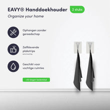 Afbeelding in Gallery-weergave laden, EAVY Handdoekhouders 2 stuks - Zelfklevend - Wit - RVS - Handdoek Klem - Handdoek Haak