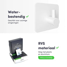 Afbeelding in Gallery-weergave laden, EAVY - Set van 4 Zelfklevende handdoekhaakjes RVS - plakhaak - WIT