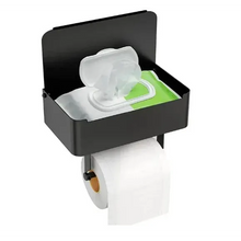 Afbeelding in Gallery-weergave laden, EAVY Toiletrolhouder Zwart met Plankje en Bakje
