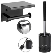 Afbeelding in Gallery-weergave laden, EAVY WC Rolhouder met Plankje & Toiletborstel (BUNDEL)