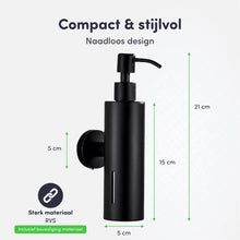 Afbeelding in Gallery-weergave laden, EAVY - Zeeppompje - Zeepdispenser Wandmontage - Zwart - Hangend - RVS