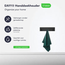 Afbeelding in Gallery-weergave laden, EAVY - Zelfklevende handdoekhaakjes RVS - handdoekhouder - wandhaak - plakhaak - Zwart