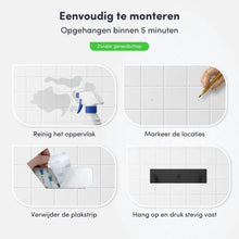 Afbeelding in Gallery-weergave laden, EAVY - Zelfklevende handdoekhaakjes RVS - handdoekhouder - wandhaak - plakhaak - Zwart