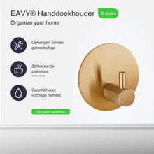 Afbeelding in Gallery-weergave laden, EAVY Zelfklevende Handdoekhaakjes – Set van 2 Handdoekhouders - Goud - RVS