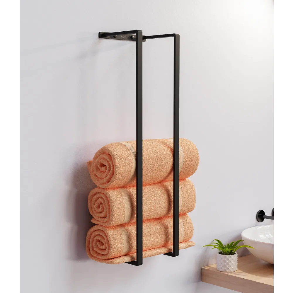 EAVY Handdoekenrek - 90x25x20 - Handdoekrek Mat Zwart - RVS