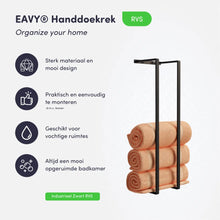 Afbeelding in Gallery-weergave laden, EAVY Handdoekenrek - 90x25x20 - Handdoekrek Mat Zwart - RVS
