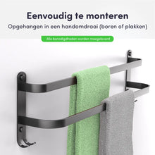 Afbeelding in Gallery-weergave laden, EAVY Handdoekenrek Badkamer - 60 cm breed - 2 stangen - Zwart
