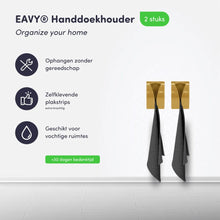 Afbeelding in Gallery-weergave laden, EAVY Handdoekhouders 2 stuks - Zelfklevend - Goud - RVS - Handdoek Klem - Handdoek Haak

