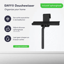 Afbeelding in Gallery-weergave laden, EAVY Luxe Douchewisser met Ophanghaak – Raamwisser - Trekker - Siliconen – Zwart
