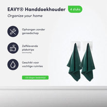 Afbeelding in Gallery-weergave laden, EAVY - Set van 4 Zelfklevende handdoekhaakjes RVS - plakhaak - WIT

