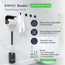 Afbeelding in Gallery-weergave laden, EAVY WC Rolhouder &amp; Toiletborstel &amp; handdoekhaakjes (VOORDEEL BUNDEL)
