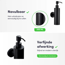 Afbeelding in Gallery-weergave laden, EAVY - Zeeppompje - Zeepdispenser Wandmontage - Zwart - Hangend - RVS
