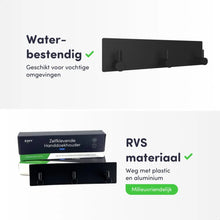 Afbeelding in Gallery-weergave laden, EAVY - Zelfklevende handdoekhaakjes RVS - handdoekhouder - wandhaak - plakhaak - Zwart
