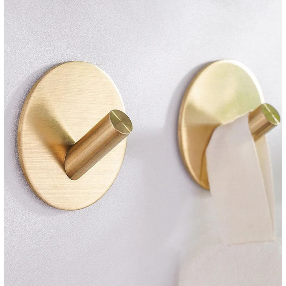 EAVY Zelfklevende Handdoekhaakjes – Set van 2 Handdoekhouders - Goud - RVS