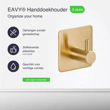Afbeelding in Gallery-weergave laden, EAVY Zelfklevende Handdoekhaakjes – Set van 2 Handdoekhouders - Goud - RVS
